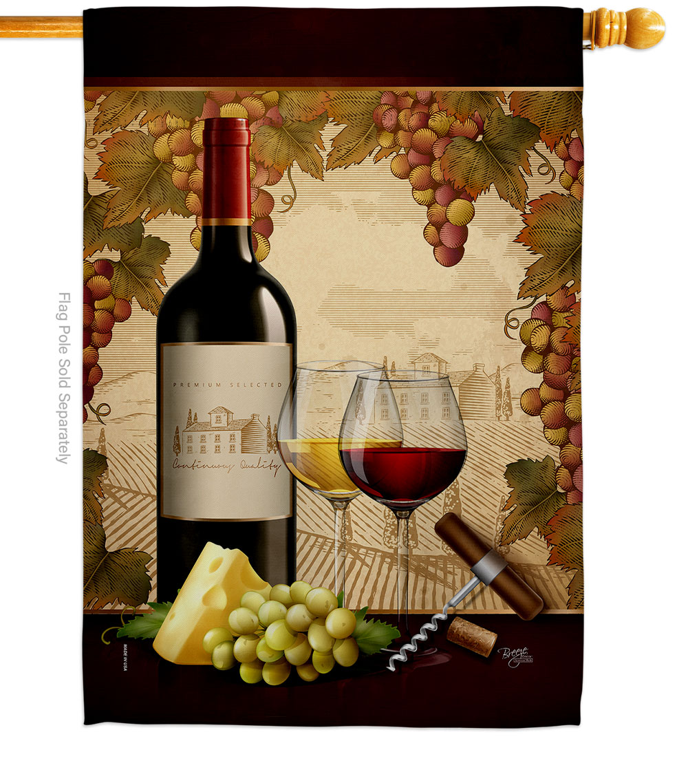 Winery Beverages Wine 28 x 40 in. Double-Sided Decorative Vertical House Flags for Decoration Banner Garden Yard Gift