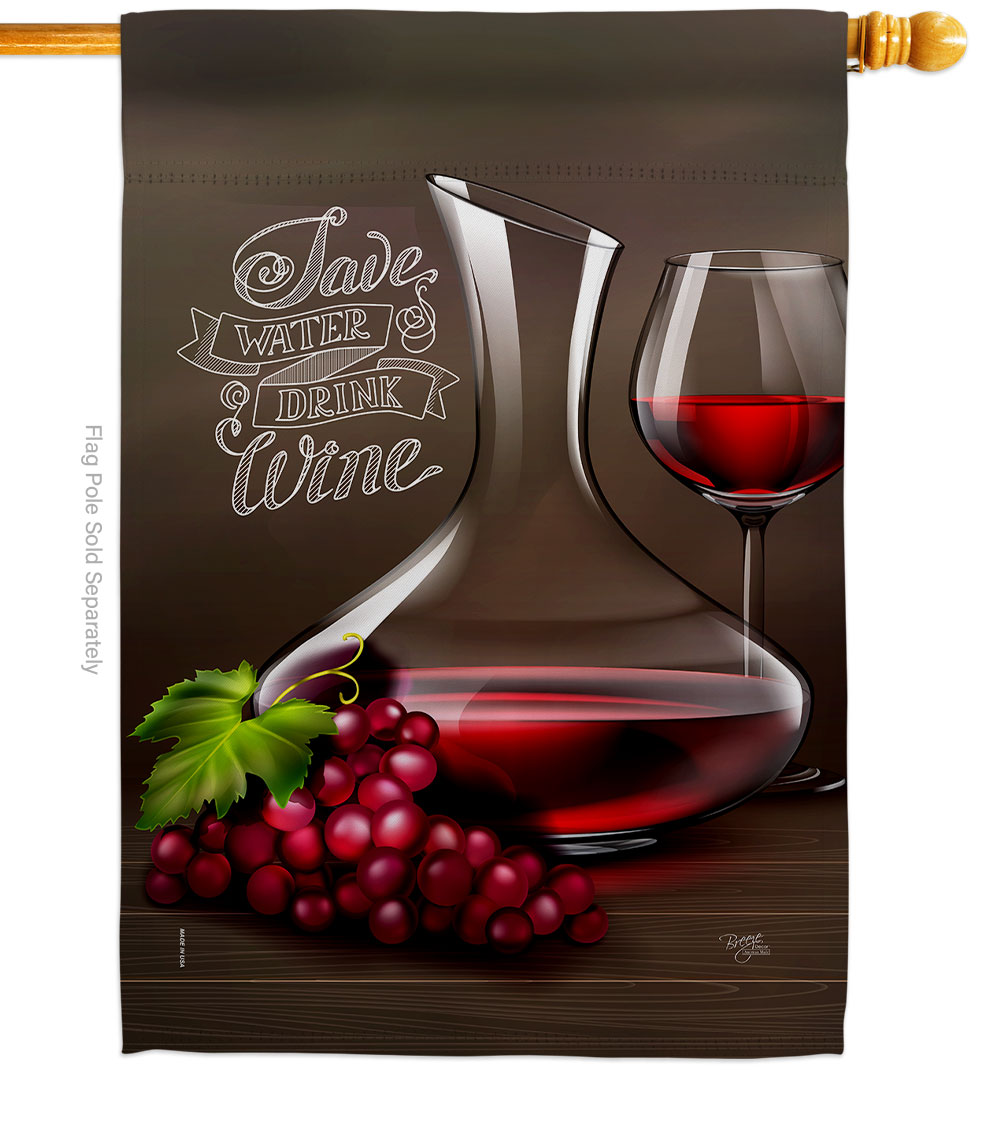 Wine Time Beverages 28 x 40 in. Double-Sided Decorative Vertical House Flags for Decoration Banner Garden Yard Gift