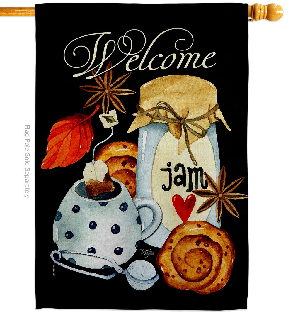 Sweet Teatime Beverages Coffee Tea 28 x 40 in. Double-Sided Decorative Vertical House Flags for Decoration Banner Garden Yard Gift