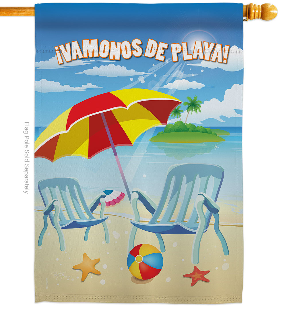 Vamonos de Playa Summertime Fun & Sun 28 x 40 in. Double-Sided Decorative Vertical House Flags for Decoration Banner Garden Yard Gift