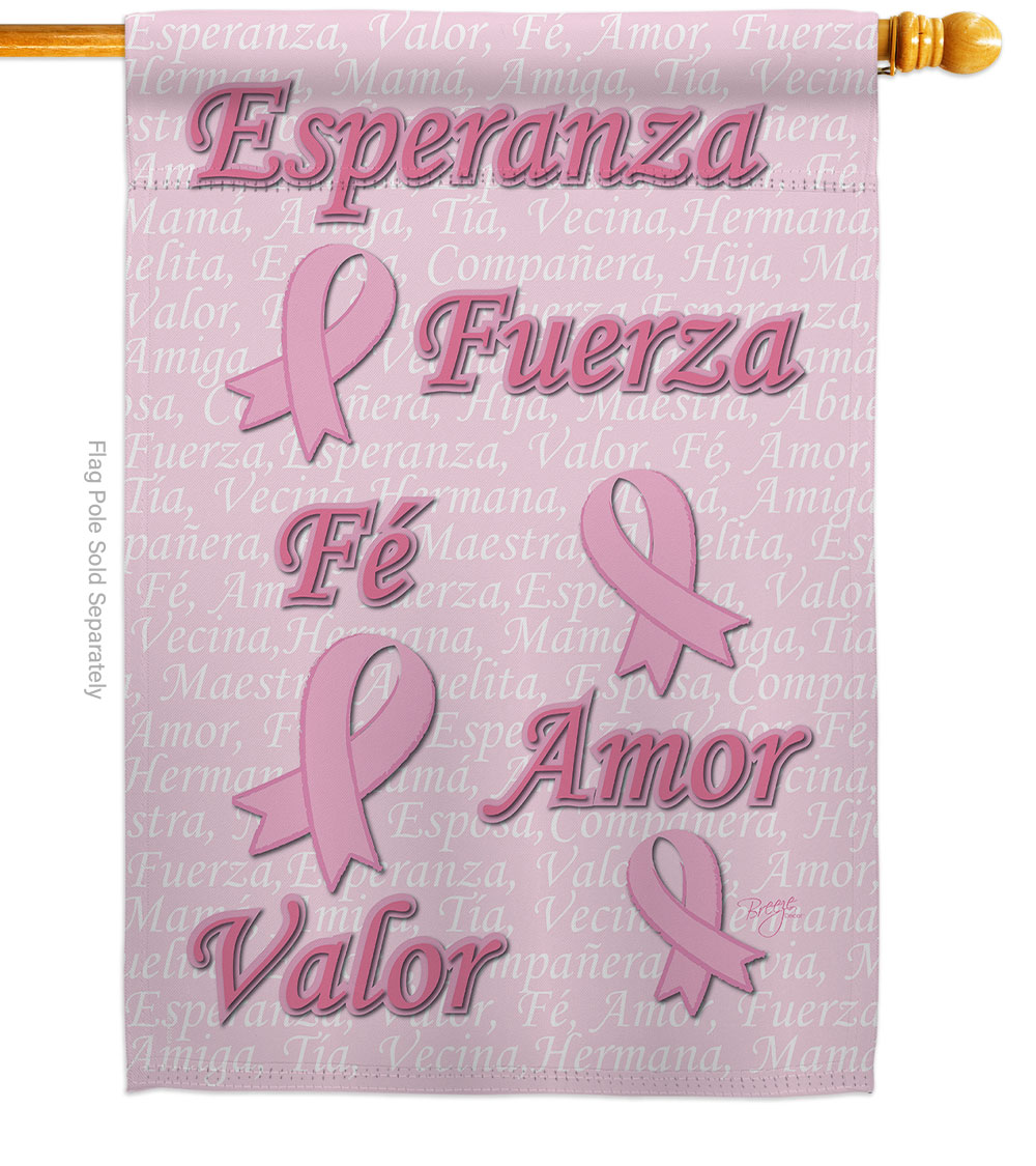 Esperanza Fe Valor Support Awareness 28 x 40 in. Double-Sided Decorative Vertical House Flags for Decoration Banner Garden Yard Gift