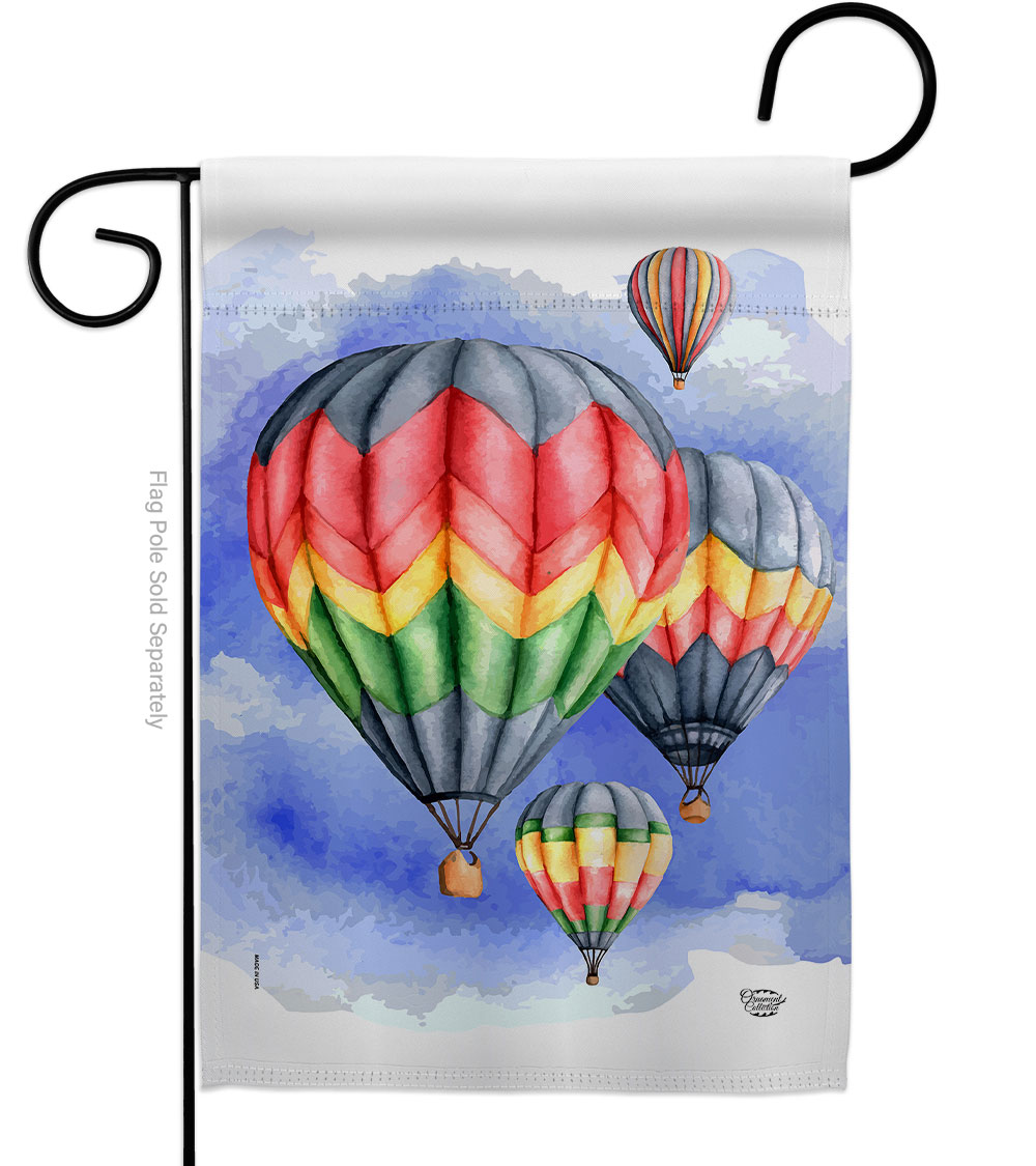 Summer Hot Air Balloon Summertime 13 x 18.5 in. Double-Sided Decorative Vertical Garden Flags for House Decoration Banner Yard Gift