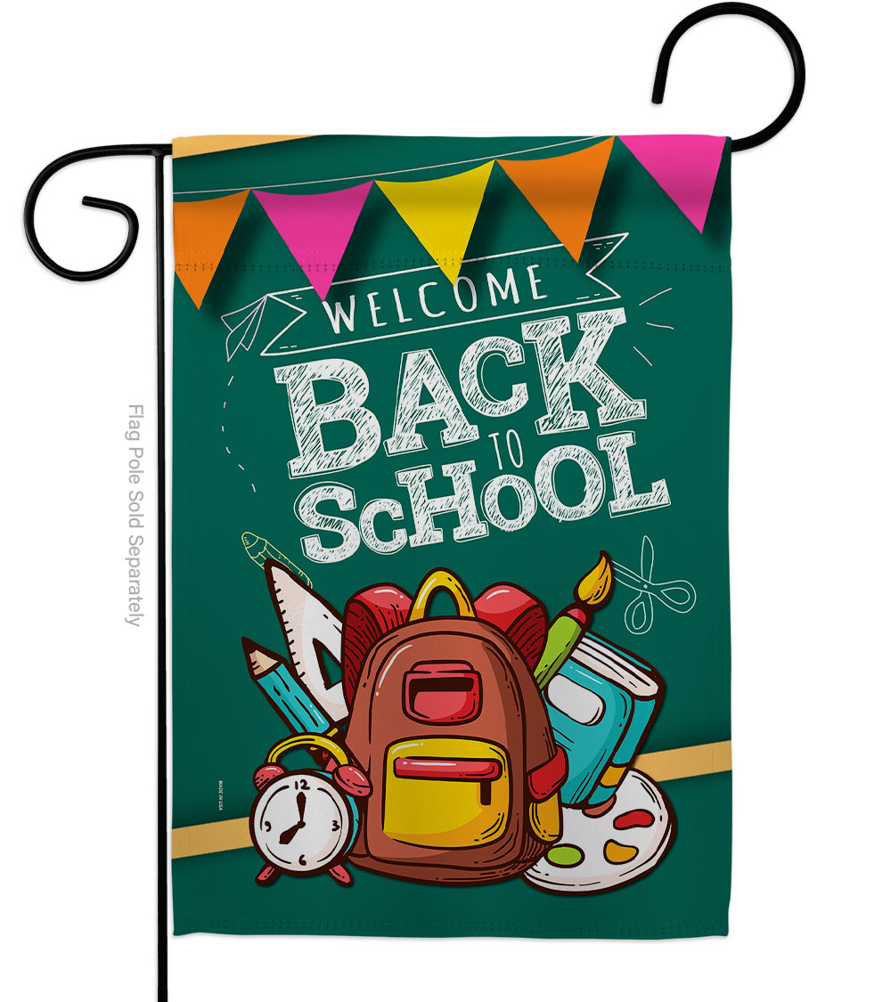 Welcome Back Education to School 13 x 18.5 in. Double-Sided Decorative Vertical Garden Flags for House Decoration Banner Yard Gift