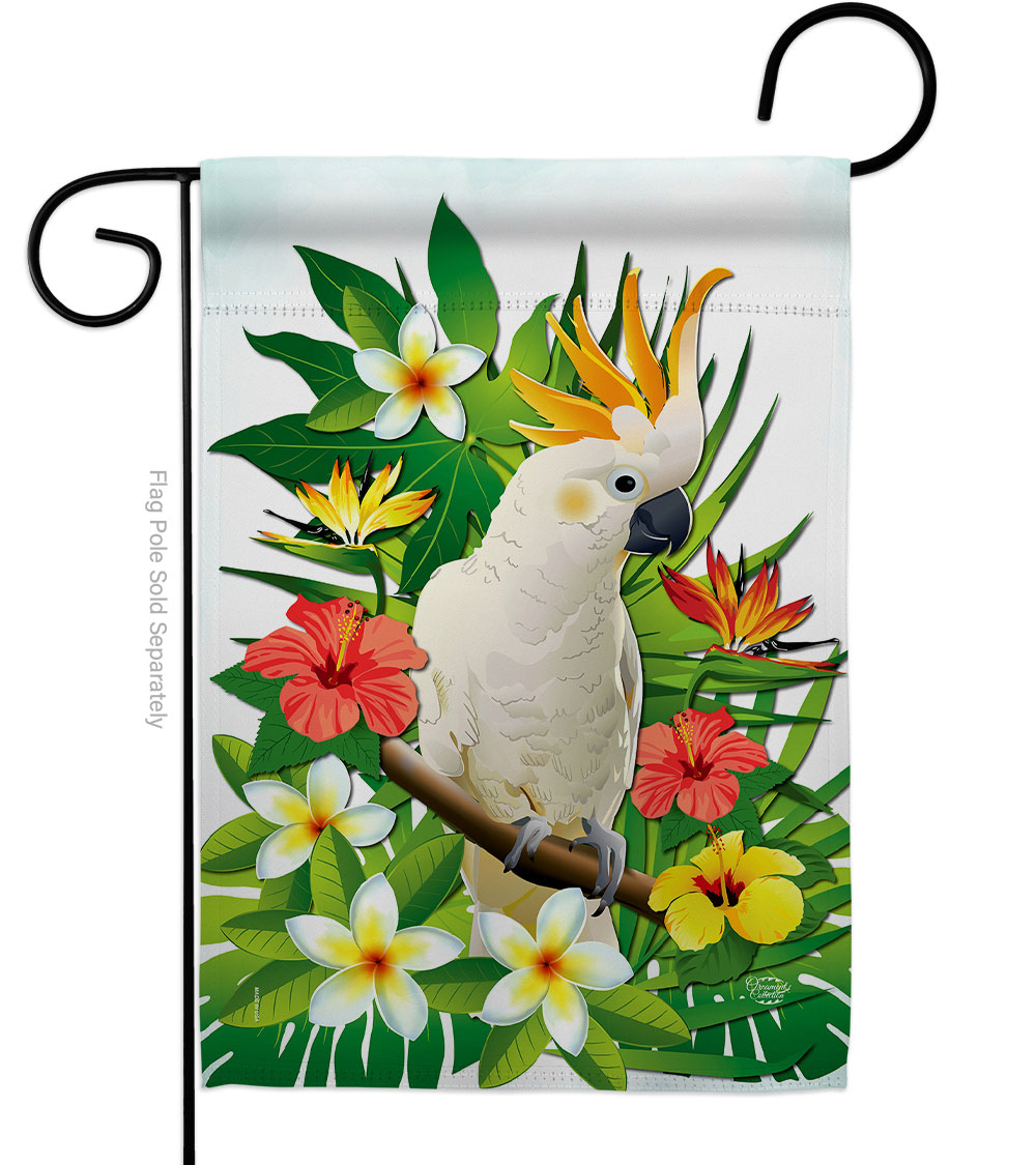 Tropical Cockatoo Summertime 13 x 18.5 in. Double-Sided Decorative Vertical Garden Flags for House Decoration Banner Yard Gift