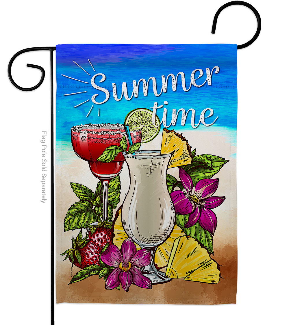 Summer Time Beverages Cocktail 13 x 18.5 in. Double-Sided Decorative Vertical Garden Flags for House Decoration Banner Yard Gift
