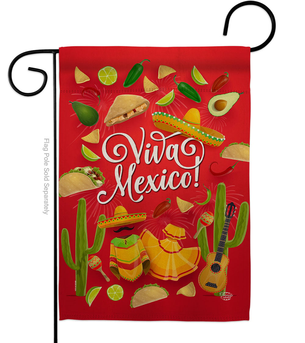 Viva Mexico Summertime Cinco de Mayo 13 x 18.5 in. Double-Sided Decorative Vertical Garden Flags for House Decoration Banner Yard Gift