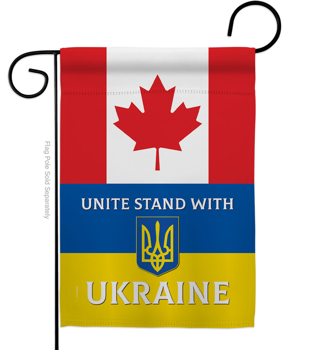 Picture of Americana Home & Garden G141205-BO Canada Stand with Ukraine Support Cause 13 x 18.5 in. Double-Sided Decorative Vertical Garden Flags for House Decoration Banner Yard Gift