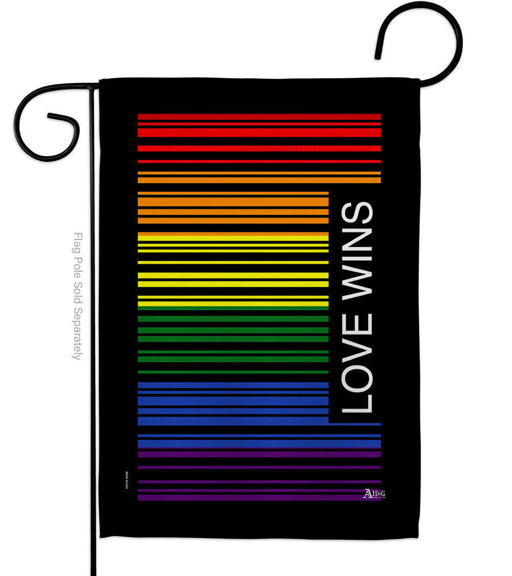 G149687-BO Love Wins Barcode Support Pride 13 x 18.5 in. Double-Sided Decorative Vertical Garden Flags for House Decoration Banner Yard Gift