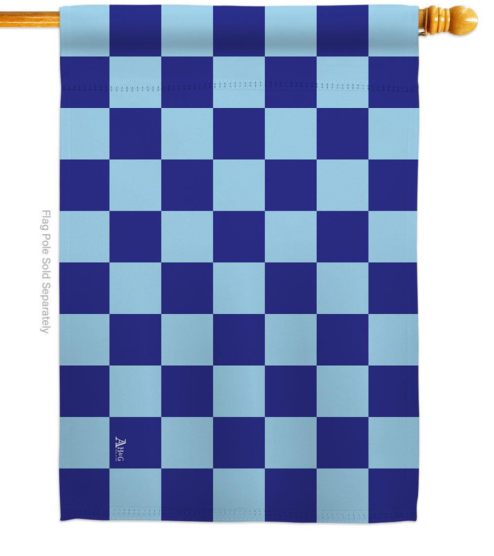 Blue Checker Novelty Merchant 28 x 40 in. Double-Sided Decorative Horizontal House Flags for Decoration Banner Garden Yard Gift