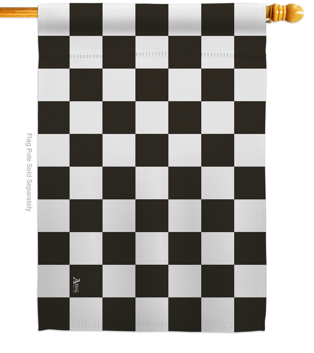 Black Checker Novelty Merchant 28 x 40 in. Double-Sided Decorative Horizontal House Flags for Decoration Banner Garden Yard Gift