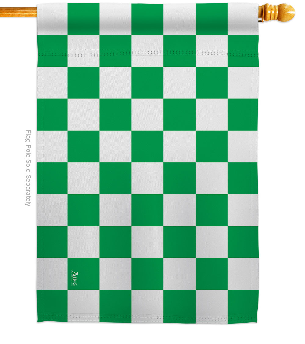 Green Checker Novelty Merchant 28 x 40 in. Double-Sided Decorative Horizontal House Flags for Decoration Banner Garden Yard Gift