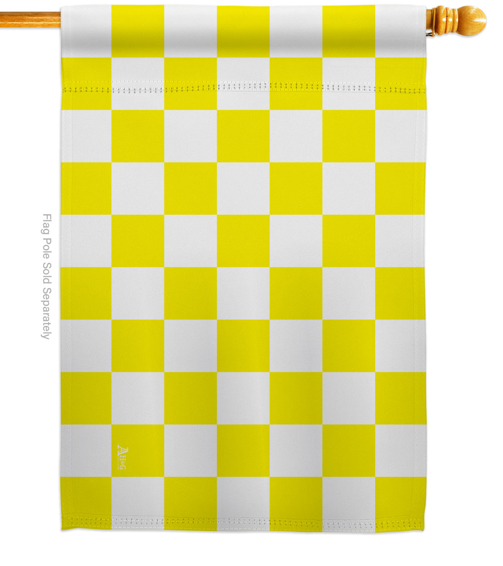 Yellow Checker Novelty Merchant 28 x 40 in. Double-Sided Decorative Horizontal House Flags for Decoration Banner Garden Yard Gift