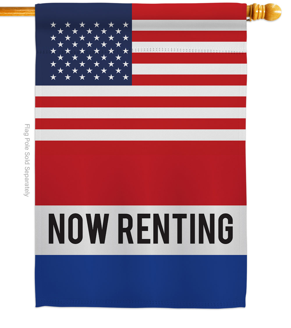 US Now Renting Novelty Merchant 28 x 40 in. Double-Sided Decorative Vertical House Flags for Decoration Banner Garden Yard Gift