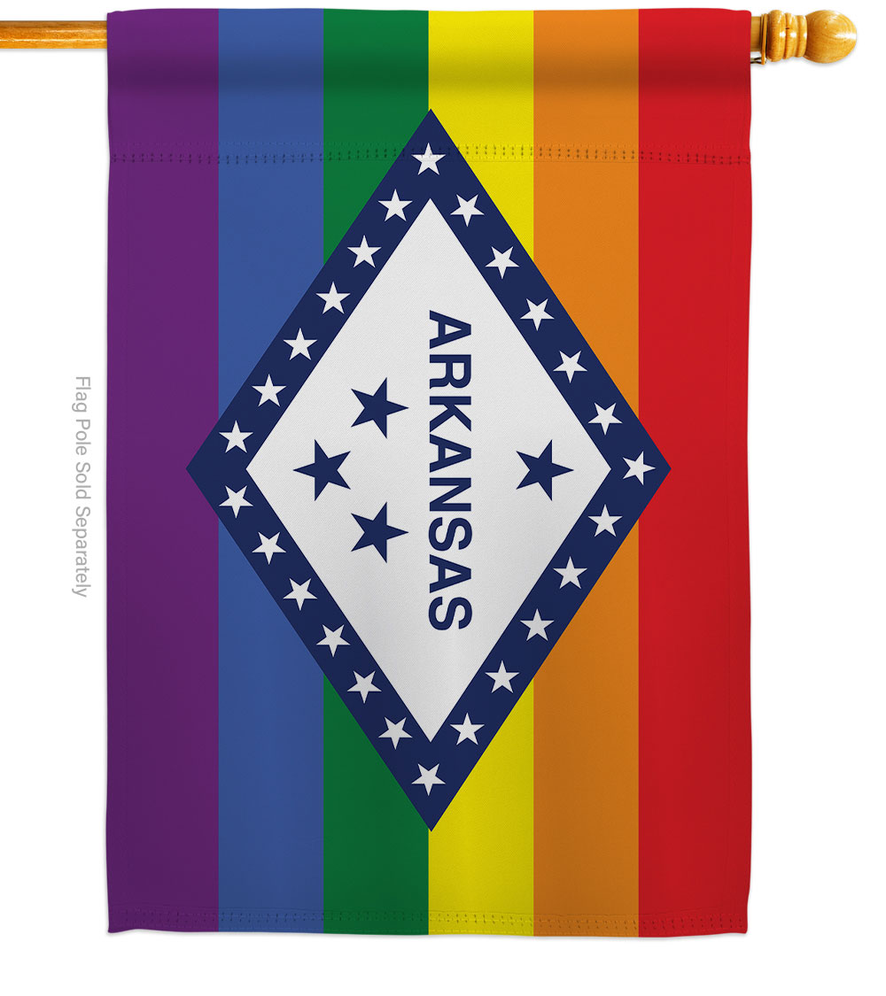 Arkansas Pride Support 28 x 40 in. Double-Sided Decorative Horizontal House Flags for Decoration Banner Garden Yard Gift