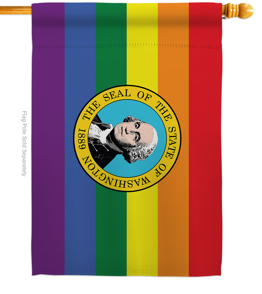 H148683-BO Washington Pride Support 28 x 40 in. Double-Sided Decorative Horizontal House Flags for Decoration Banner Garden Yard Gift
