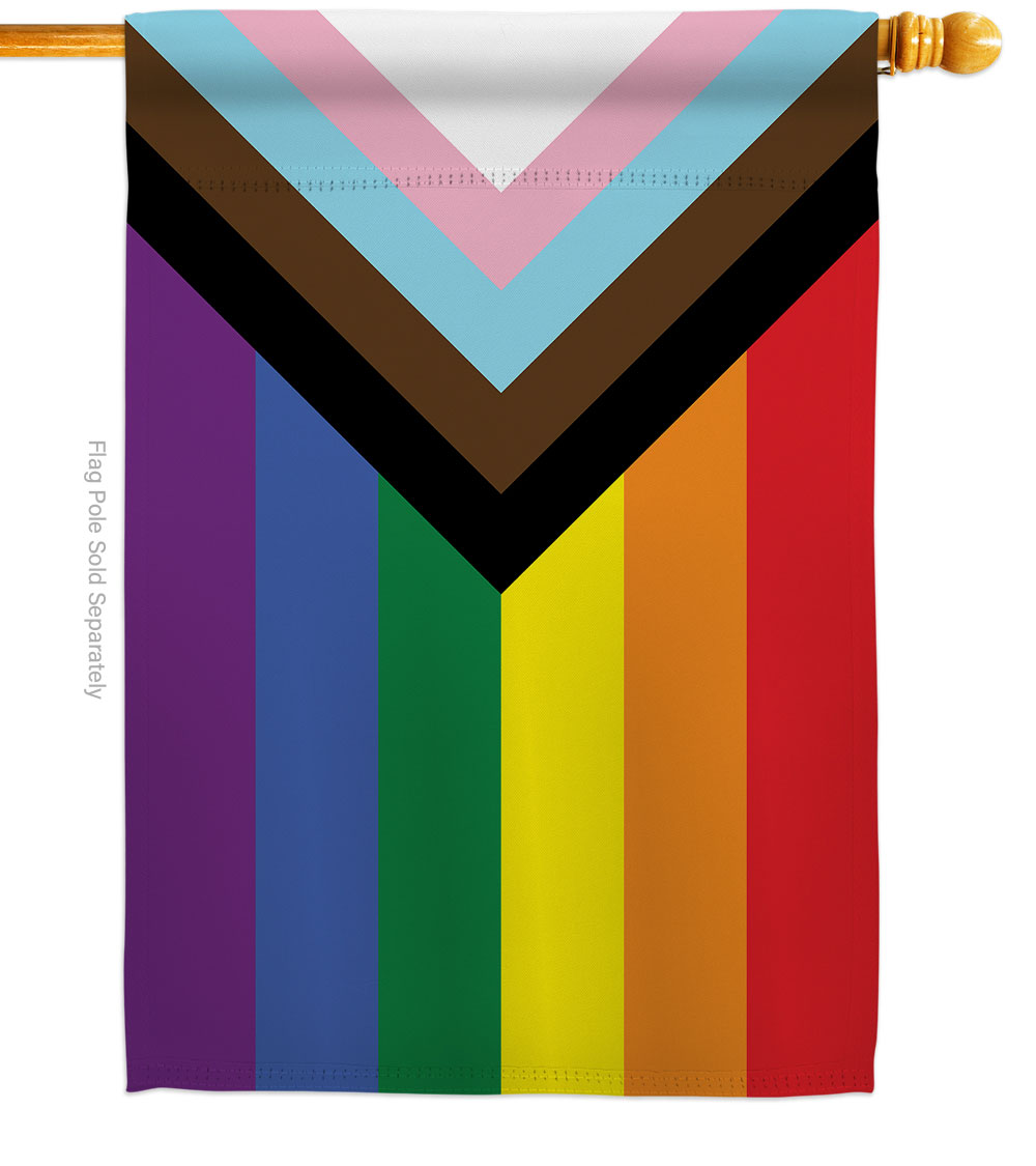 Progress Pride Support 28 x 40 in. Double-Sided Decorative Horizontal House Flags for Decoration Banner Garden Yard Gift