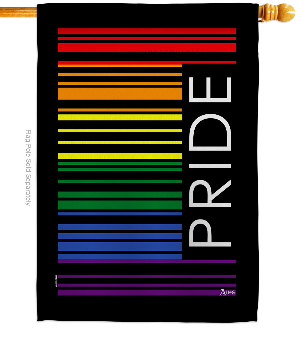H148686-BO Pride Barcode Support 28 x 40 in. Double-Sided Decorative Vertical House Flags for Decoration Banner Garden Yard Gift