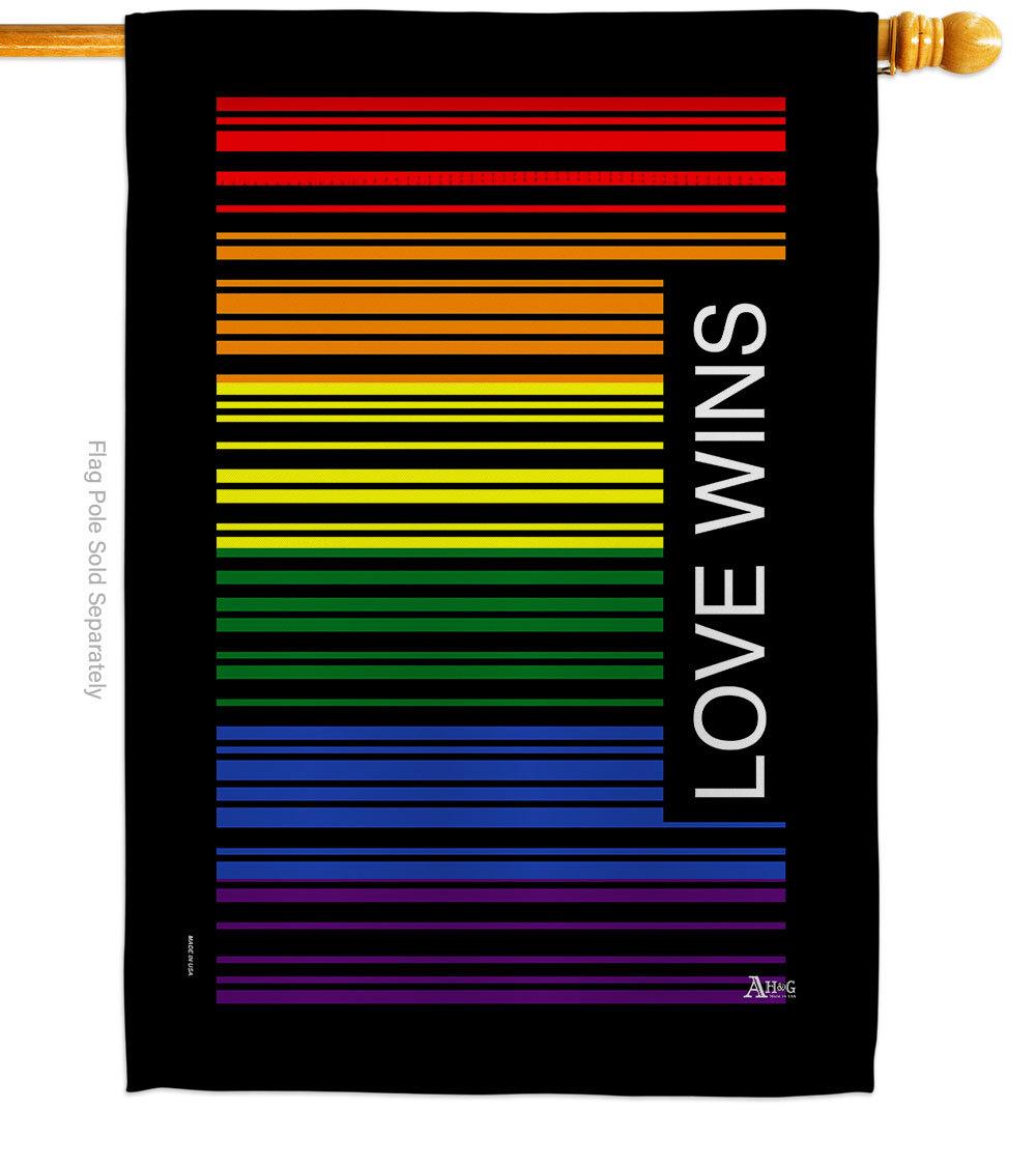Love Wins Barcode Support Pride 28 x 40 in. Double-Sided Decorative Vertical House Flags for Decoration Banner Garden Yard Gift