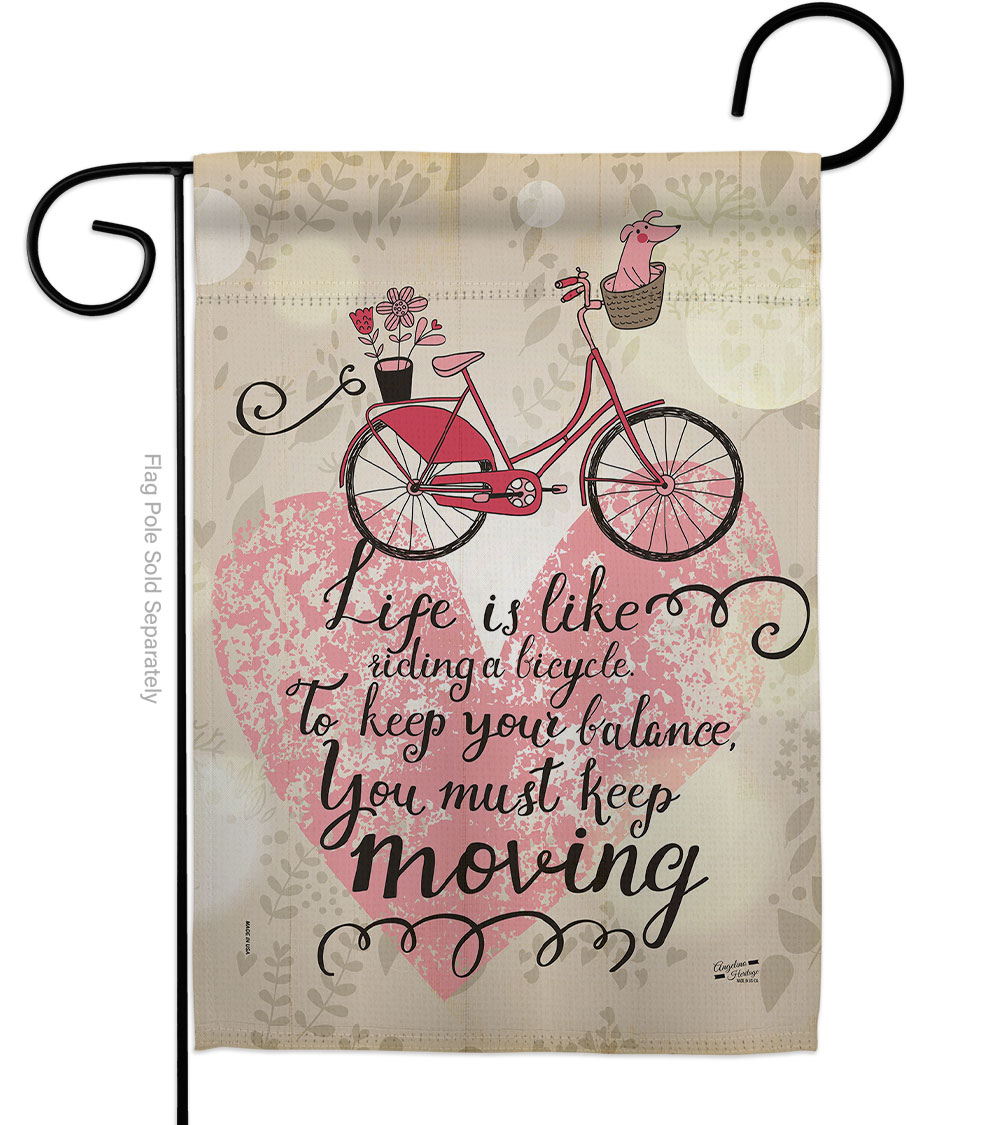 Must Keep Moving Sports Cycling 13 x 18.5 in. Double-Sided Decorative Vertical Garden Flags for House Decoration Banner Yard Gift