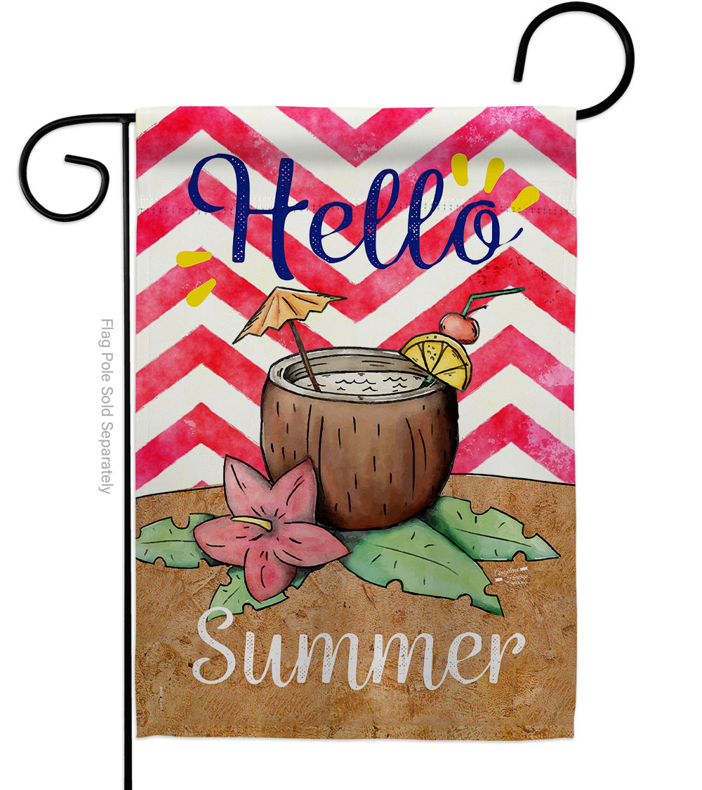 G135001-BO Coconut Summer Drinks Beverages Cocktail 13 x 18.5 in. Double-Sided Decorative Vertical Garden Flags for House Decoration Banner Yard Gift