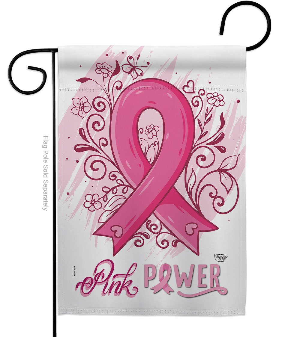Pink Power Support Awareness 13 x 18.5 in. Double-Sided Decorative Vertical Garden Flags for House Decoration Banner Yard Gift