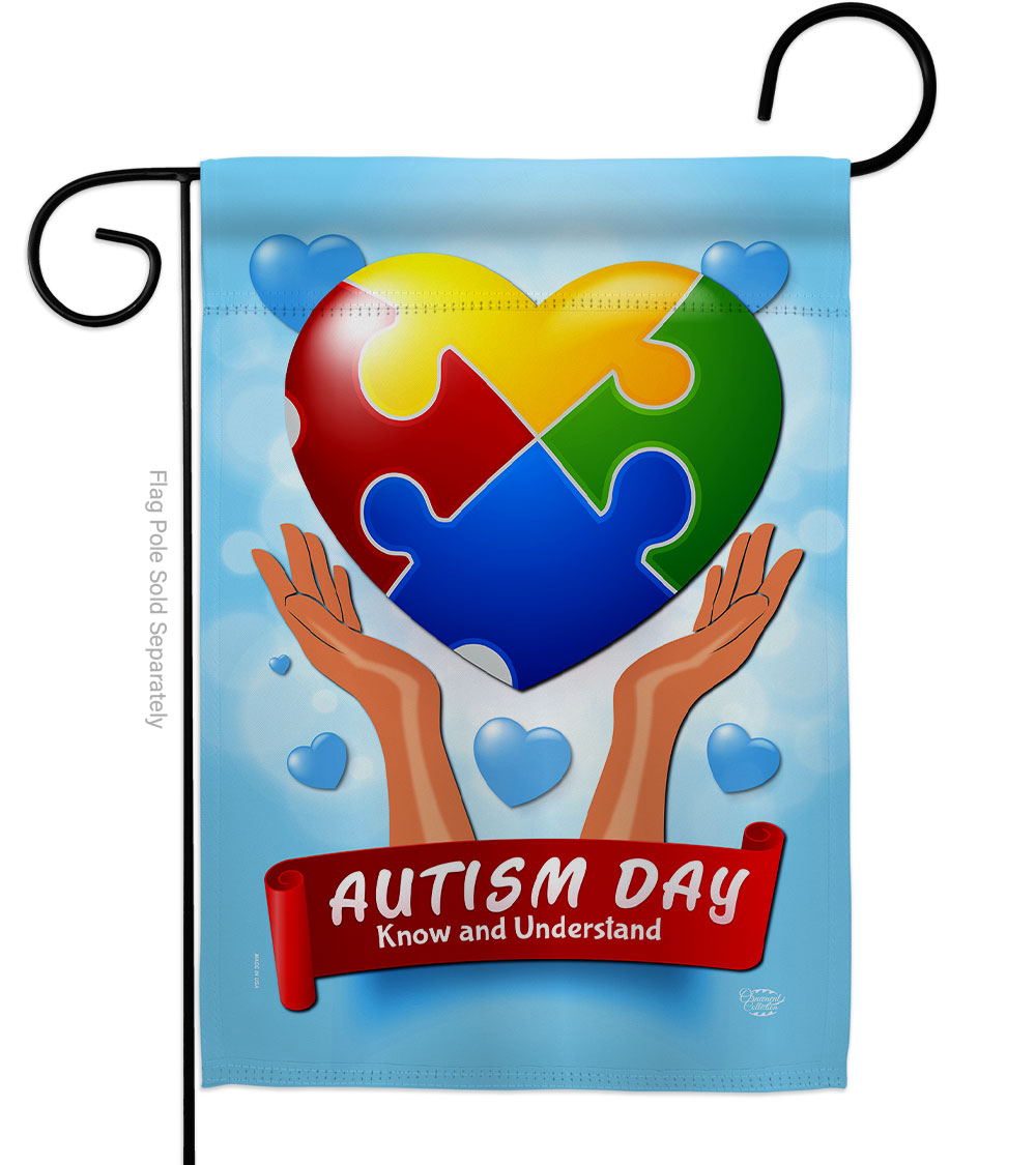 Autism Day Support Awareness 13 x 18.5 in. Double-Sided Decorative Vertical Garden Flags for House Decoration Banner Yard Gift