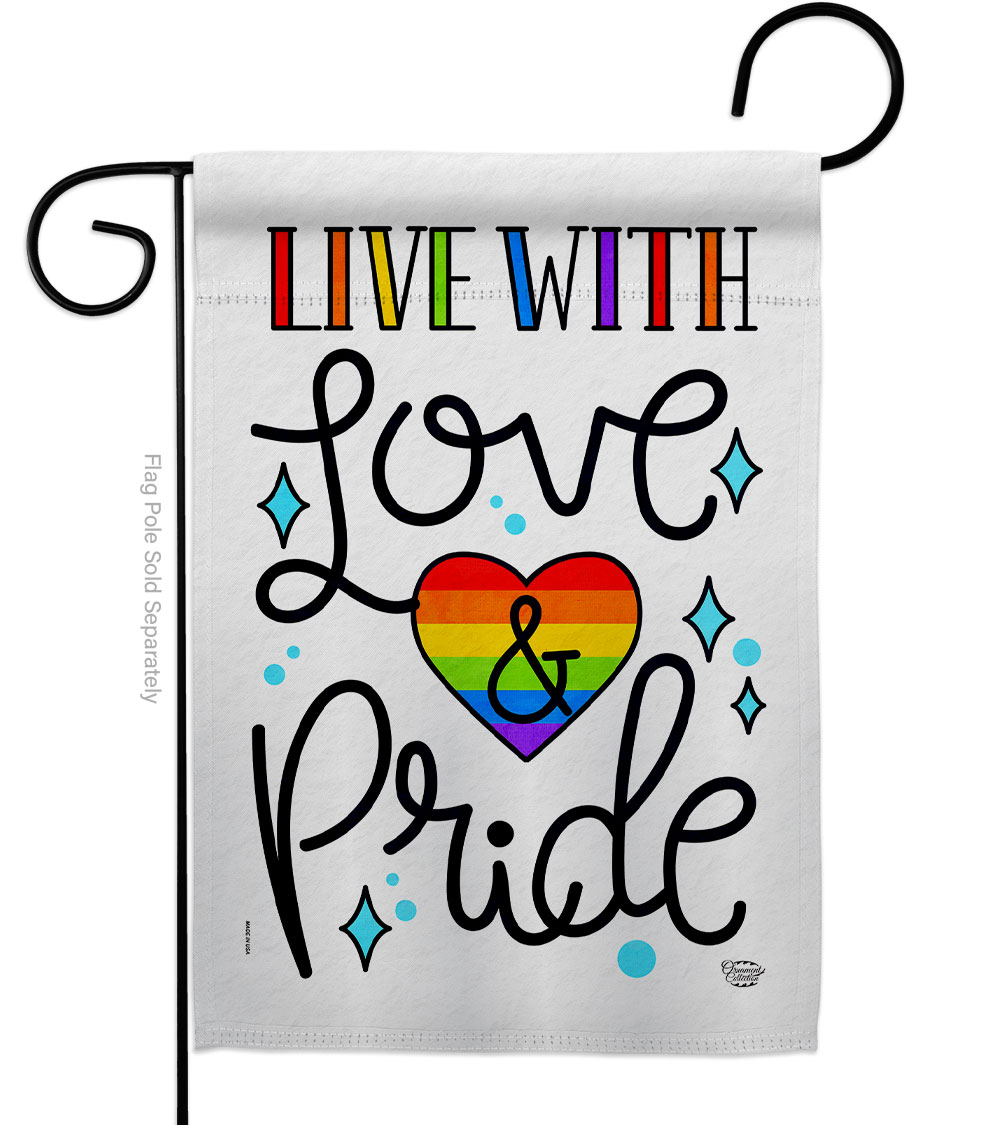 Live with Love Support Pride 13 x 18.5 in. Double-Sided Decorative Vertical Garden Flags for House Decoration Banner Yard Gift