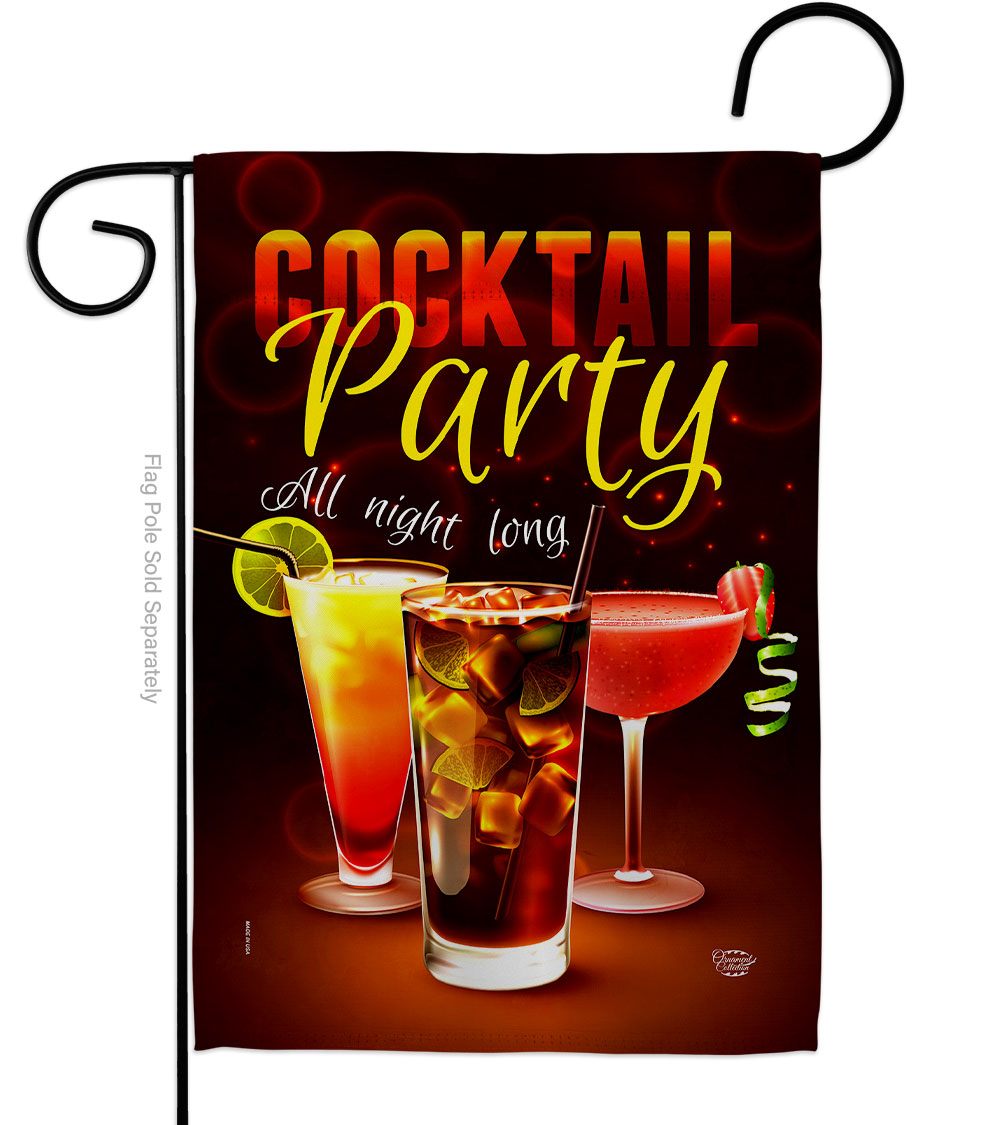 All Night Long Beverages Cocktail 13 x 18.5 in. Double-Sided Decorative Vertical Garden Flags for House Decoration Banner Yard Gift