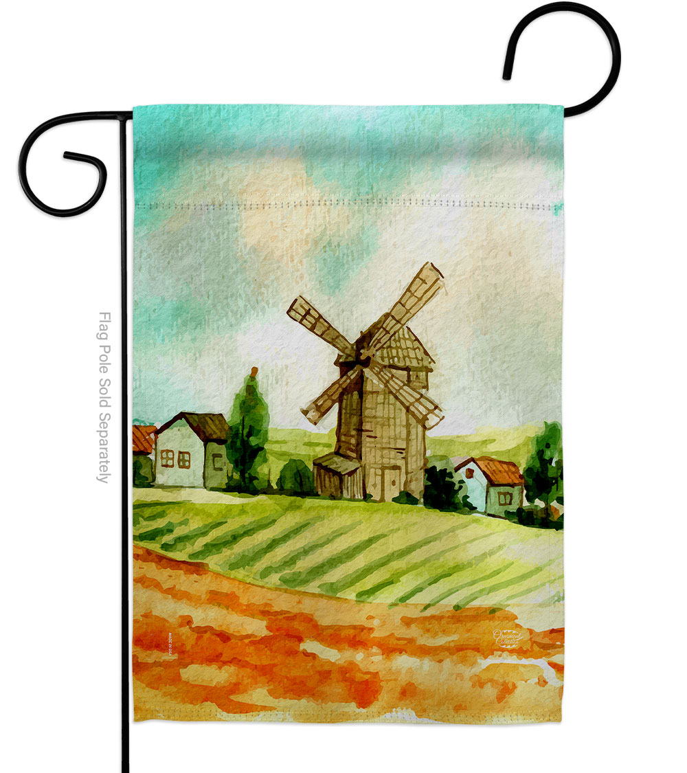 Hillside Windmills Country Living Scenery 13 x 18.5 in. Double-Sided Decorative Vertical Garden Flags for House Decoration Banner Yard Gift
