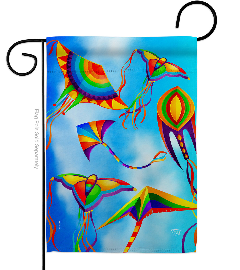 Kite in Sky Summertime Fun & Sun 13 x 18.5 in. Double-Sided Decorative Vertical Garden Flags for House Decoration Banner Yard Gift