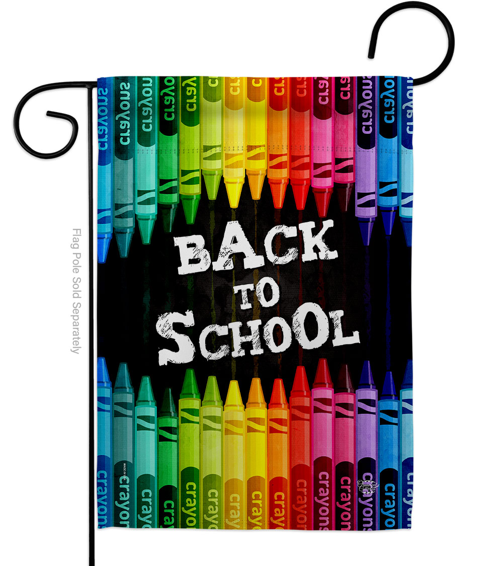 School & Crayons Education Back to 13 x 18.5 in. Double-Sided Decorative Vertical Garden Flags for House Decoration Banner Yard Gift