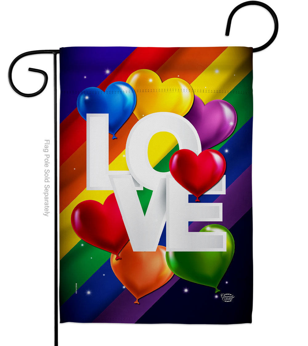 G192602-BO Love Mean Pride Support 13 x 18.5 in. Double-Sided Decorative Vertical Garden Flags for House Decoration Banner Yard Gift