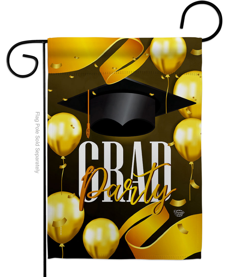 Grad Party Education Graduation 13 x 18.5 in. Double-Sided Decorative Vertical Garden Flags for House Decoration Banner Yard Gift