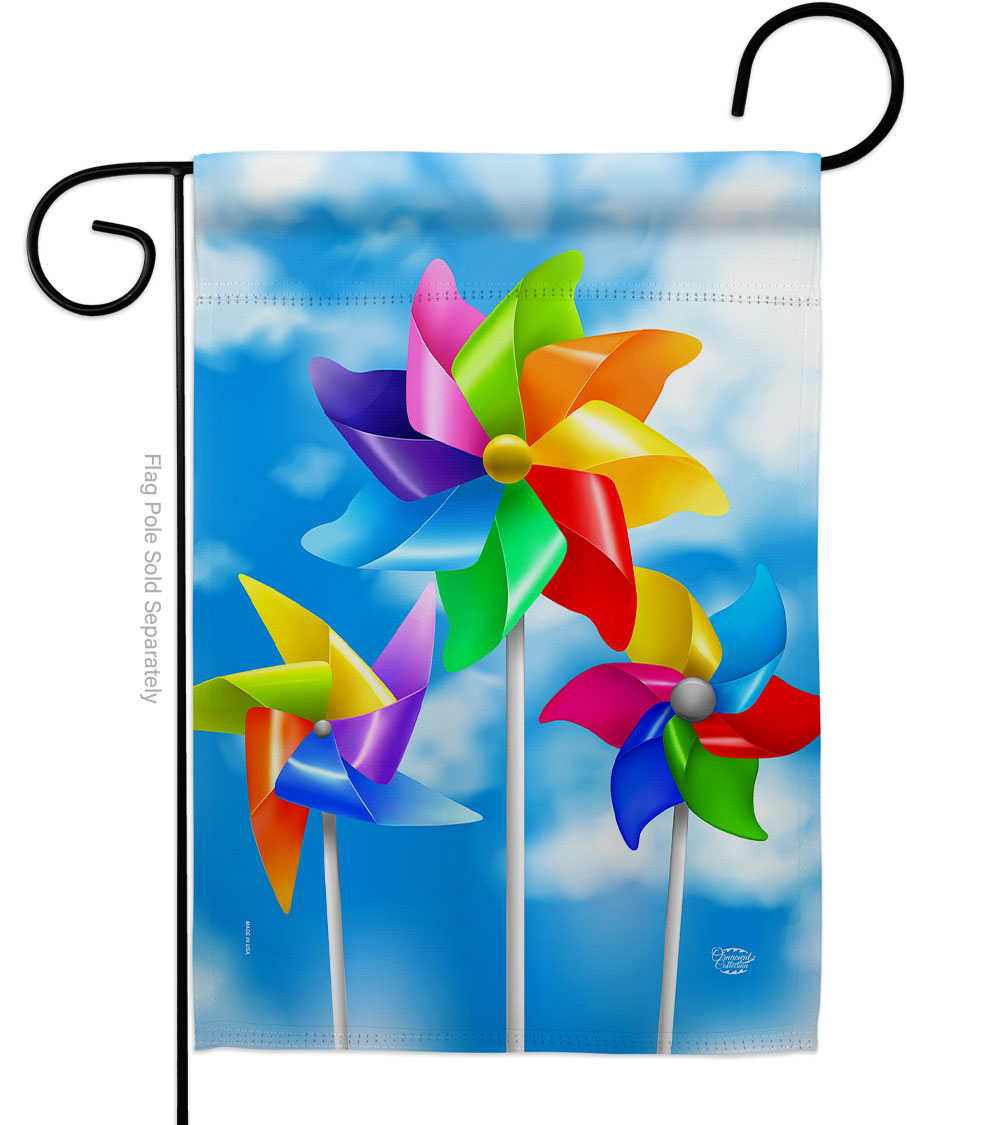 Pinwheels Summertime Fun & Sun 13 x 18.5 in. Double-Sided Decorative Vertical Garden Flags for House Decoration Banner Yard Gift