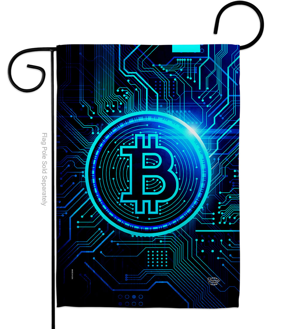 Blue Bitcoin Novelty Merchant 13 x 18.5 in. Double-Sided Decorative Vertical Garden Flags for House Decoration Banner Yard Gift