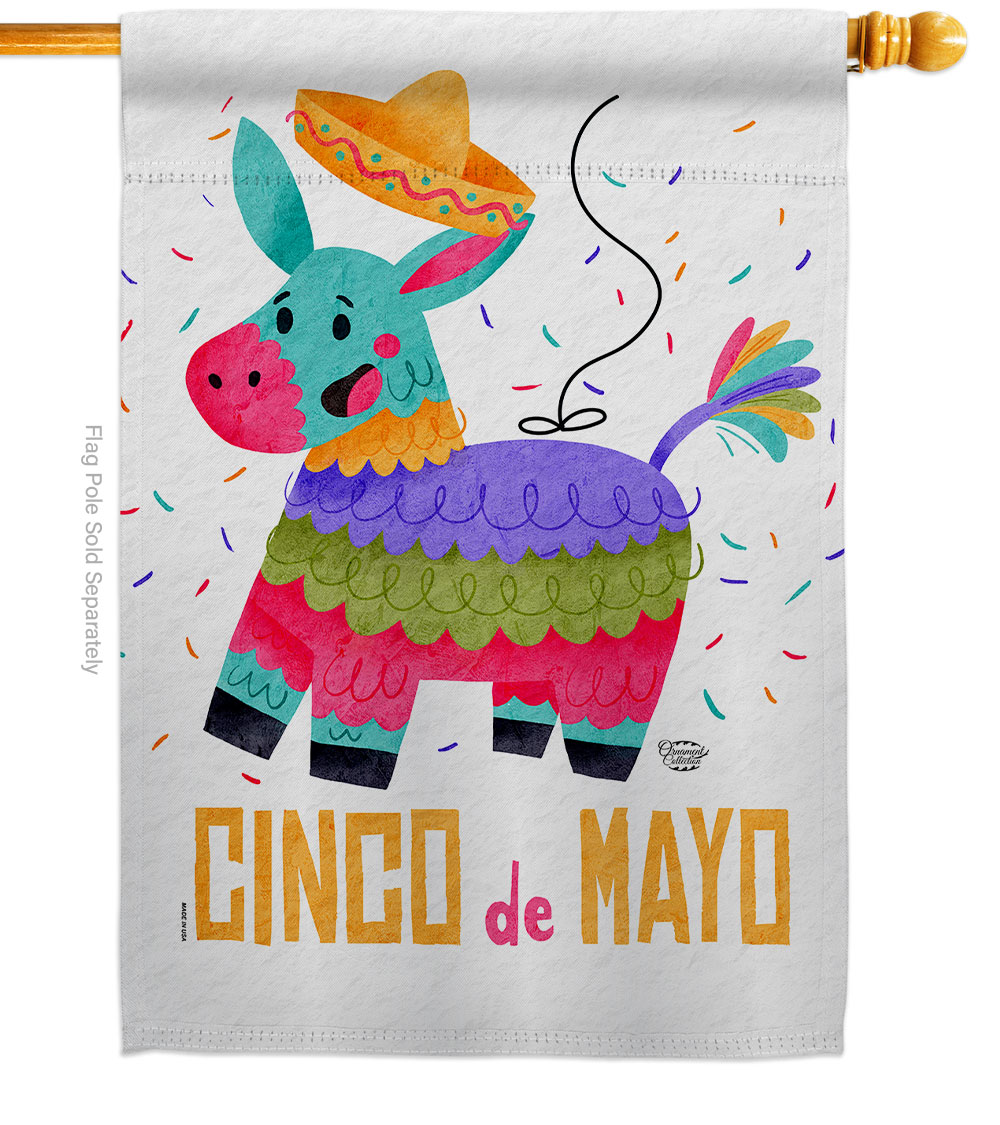 Fiesta of Mayo Summertime Cinco de 28 x 40 in. Double-Sided Decorative Vertical House Flags for Decoration Banner Garden Yard Gift