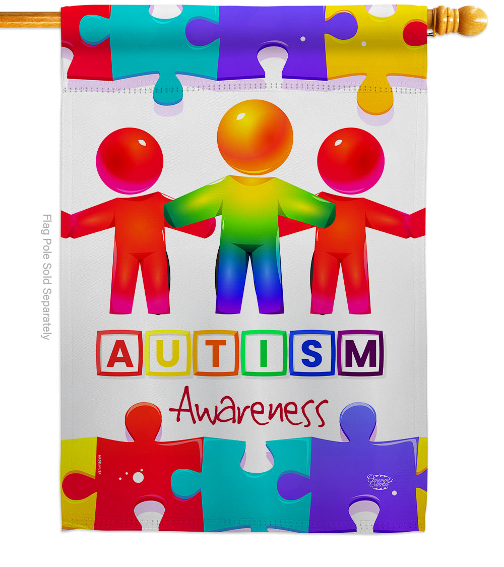 Support Autism Awareness 28 x 40 in. Double-Sided Decorative Vertical House Flags for Decoration Banner Garden Yard Gift