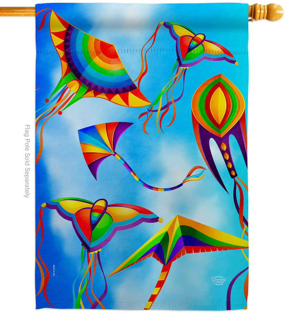 Kite in Sky Summertime Fun & Sun 28 x 40 in. Double-Sided Decorative Vertical House Flags for Decoration Banner Garden Yard Gift