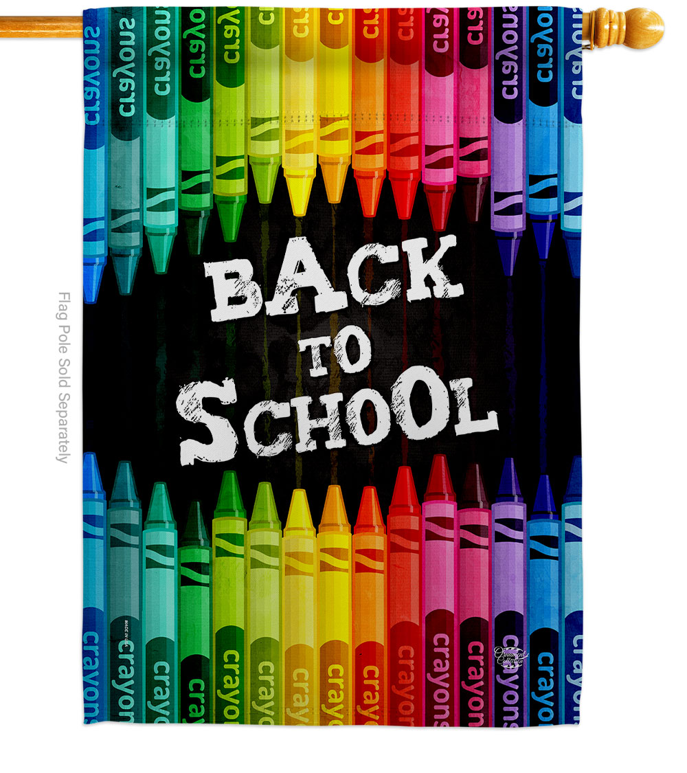 School & Crayons Education Back to 28 x 40 in. Double-Sided Decorative Vertical House Flags for Decoration Banner Garden Yard Gift