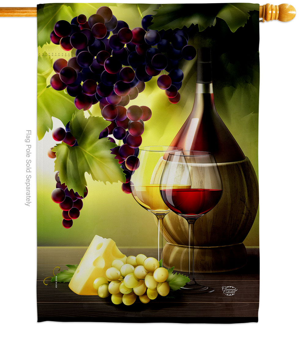 Vineyard Beverages Wine 28 x 40 in. Double-Sided Decorative Vertical House Flags for Decoration Banner Garden Yard Gift