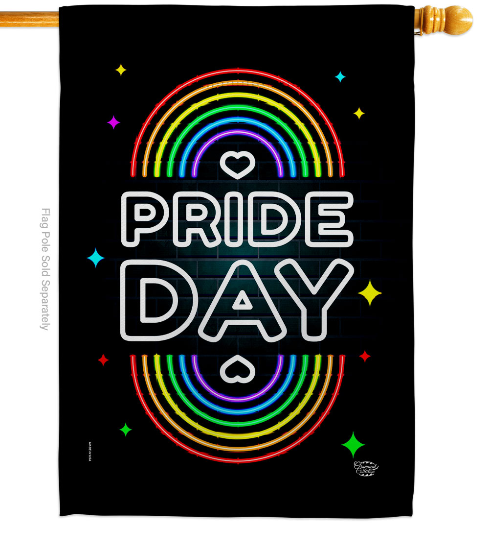 H192599-BO Neon Pride Day Support 28 x 40 in. Double-Sided Decorative Vertical House Flags for Decoration Banner Garden Yard Gift