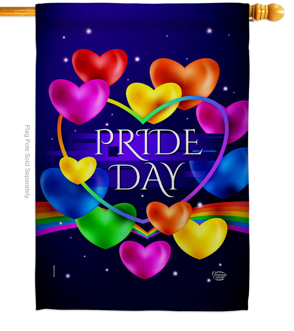 My Heart Pride Support 28 x 40 in. Double-Sided Decorative Vertical House Flags for Decoration Banner Garden Yard Gift