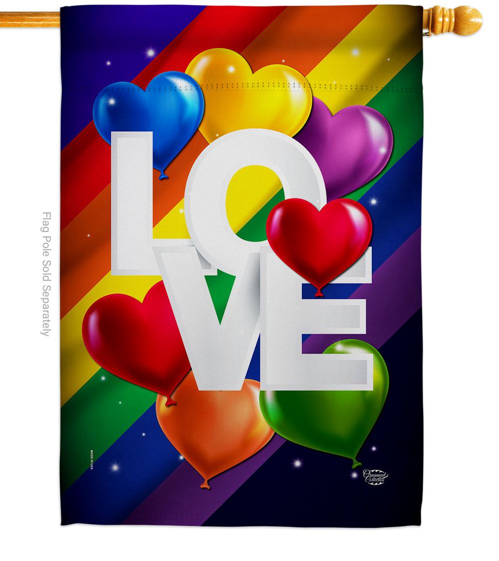 Love Mean Pride Support 28 x 40 in. Double-Sided Decorative Vertical House Flags for Decoration Banner Garden Yard Gift