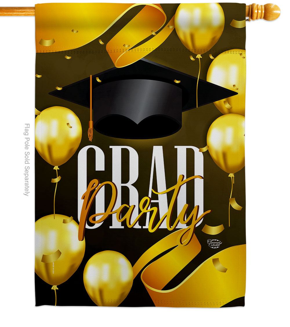Grad Party Education Graduation 28 x 40 in. Double-Sided Decorative Vertical House Flags for Decoration Banner Garden Yard Gift