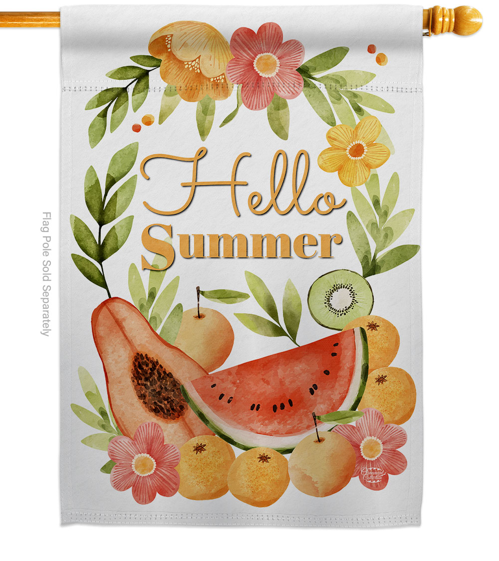 Hello Fruity Food Fruit 28 x 40 in. Double-Sided Decorative Vertical House Flags for Decoration Banner Garden Yard Gift