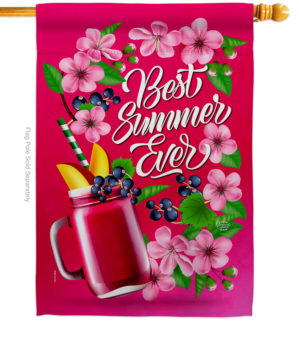 Summer Smoothie Summertime Fun & Sun 28 x 40 in. Double-Sided Decorative Vertical House Flags for Decoration Banner Garden Yard Gift