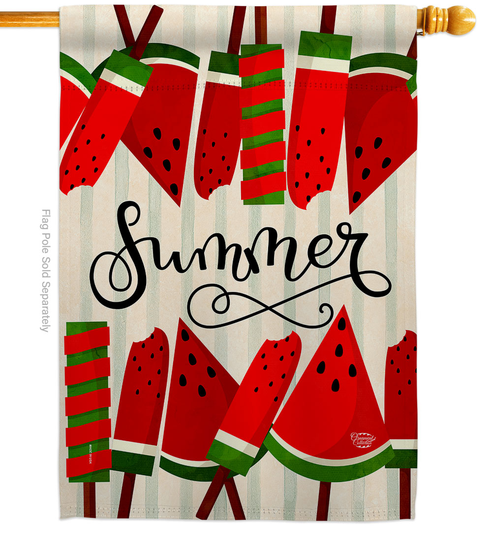 Sweet Watermelon Summertime Fun & Sun 28 x 40 in. Double-Sided Decorative Vertical House Flags for Decoration Banner Garden Yard Gift