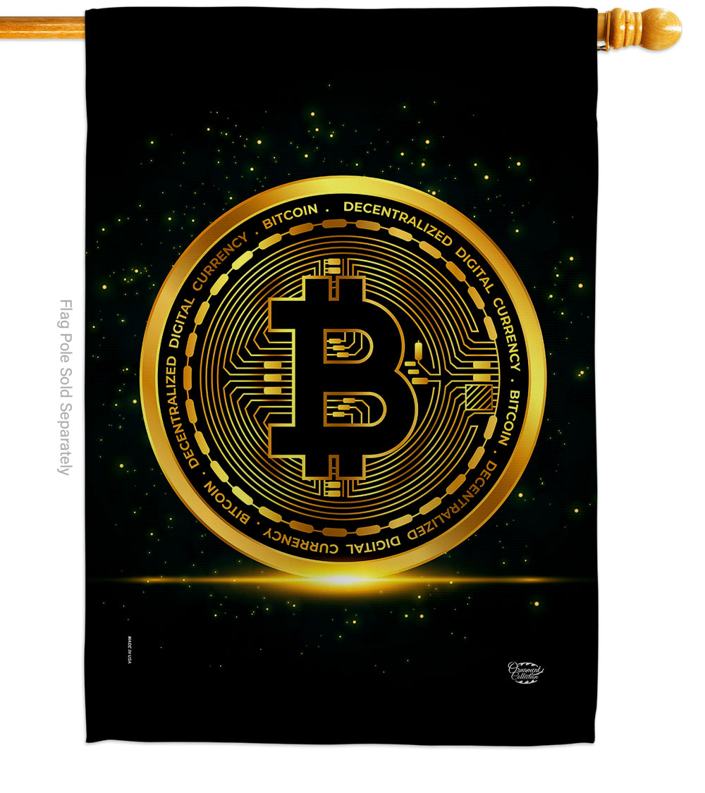 Bitcoin Novelty Merchant 28 x 40 in. Double-Sided Decorative Vertical House Flags for Decoration Banner Garden Yard Gift