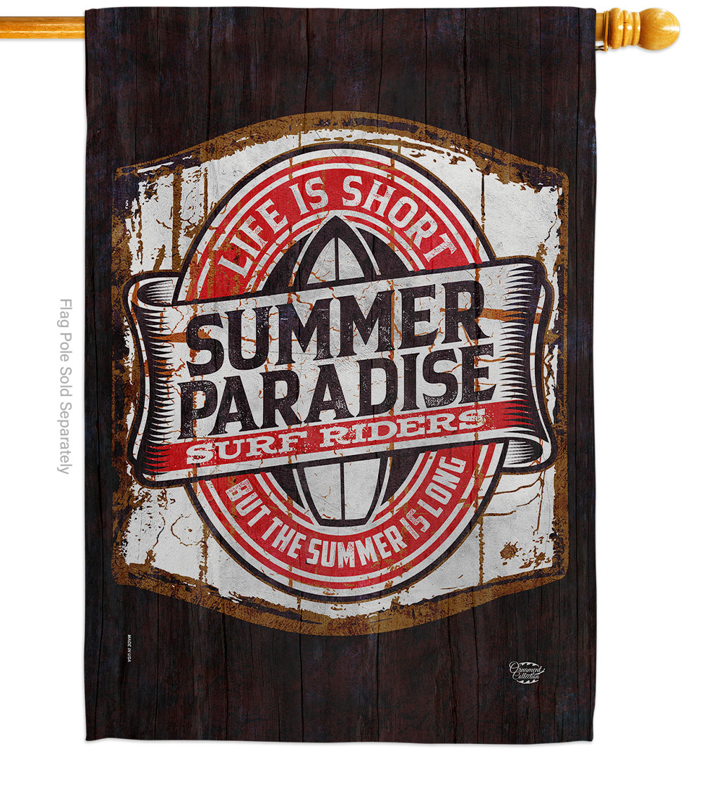 Summer Paradise Summertime Fun & Sun 28 x 40 in. Double-Sided Decorative Vertical House Flags for Decoration Banner Garden Yard Gift