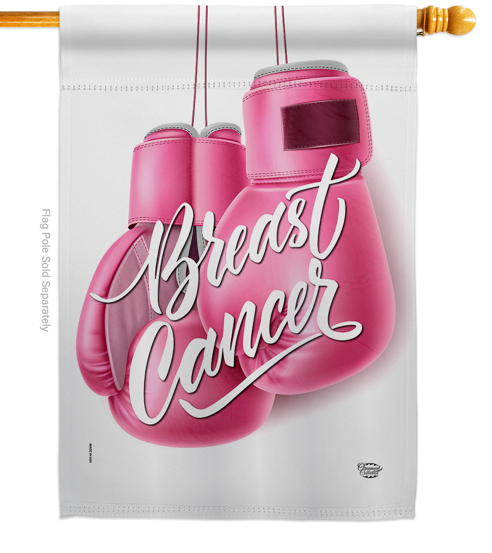 Pink Fighter Support Awareness 28 x 40 in. Double-Sided Decorative Vertical House Flags for Decoration Banner Garden Yard Gift